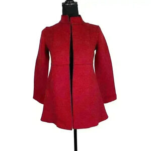 Eileen Fisher Fall Red Open Merino Wool Jacket Cardigan Size XS/S